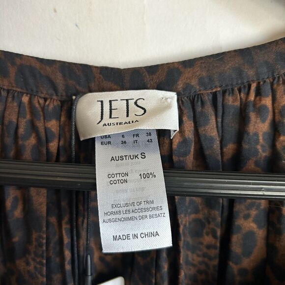 JETS AUSTRALIA BY JESSIKA ALLEN Size Small Gathered leopard-print cotton dress - Picture 6 of 7